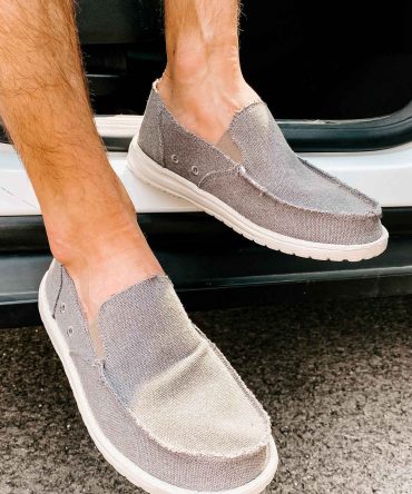 Jon Men's Very G Raw Edge Slip-On Canvas Shoes (Grey) · NanaMacs