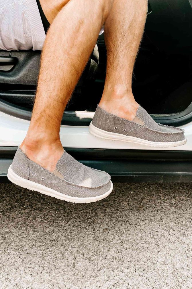 Jon Men's Very G Raw Edge Slip-On Canvas Shoes (Grey) · NanaMacs - Image 2