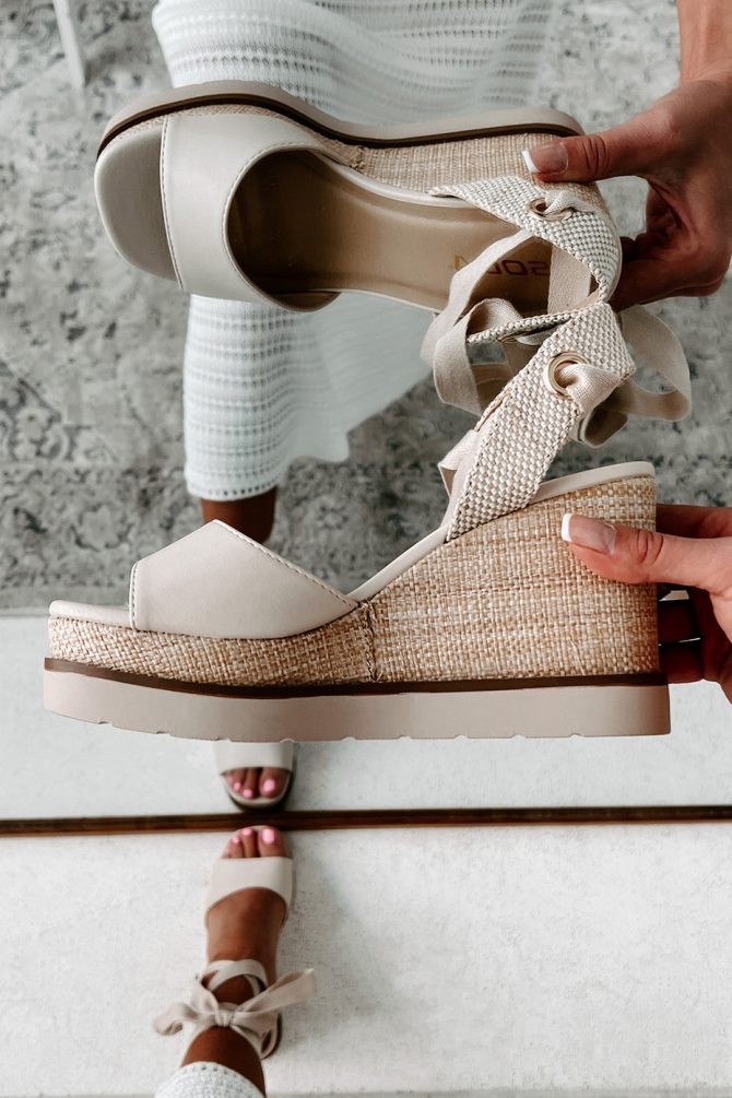 Makayla Ankle Tie Espadrille Wedge Sandals (Bone) · NanaMacs - Image 2