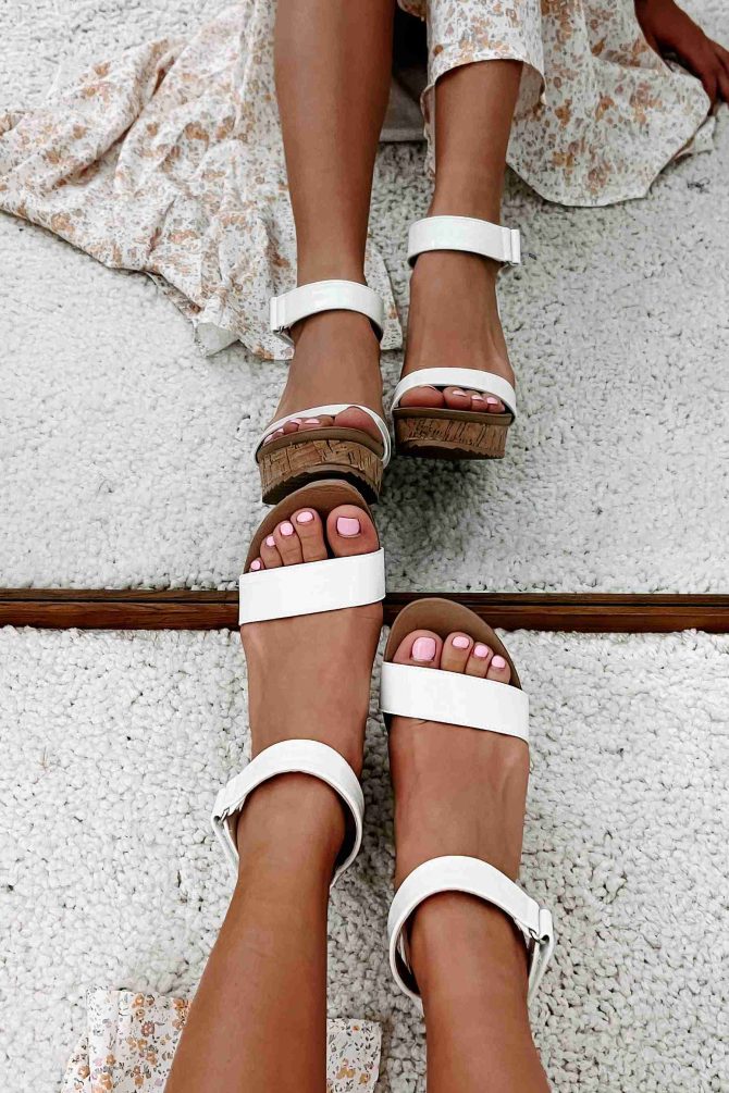 Avalon Patent Leather Cork Wedge Sandals (Patent White) · NanaMacs - Image 3